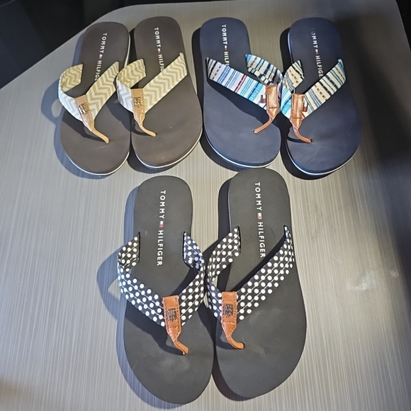 Tommy Hilfiger 3 PAIR BUNDLE Women's Flip Flop Size 8M EUC Gently PreOwned - Picture 1 of 7